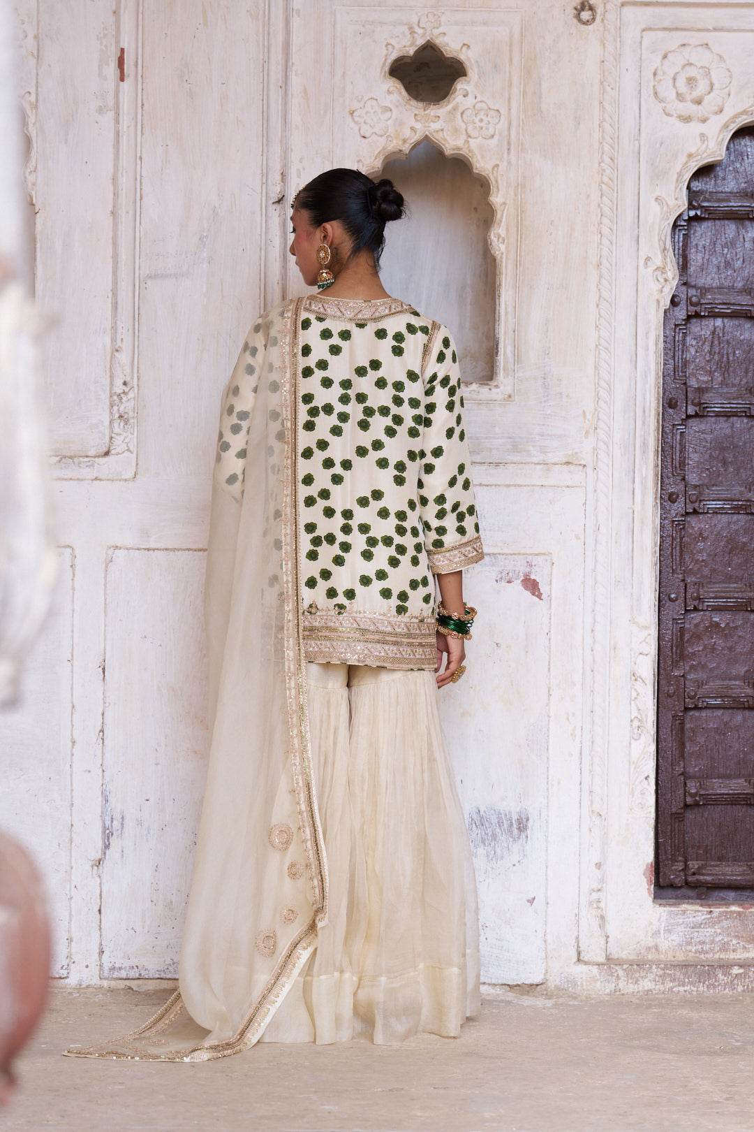 Leher Ivory Sharara Set