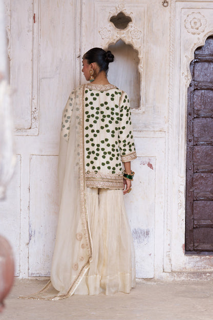 Leher Ivory Sharara Set
