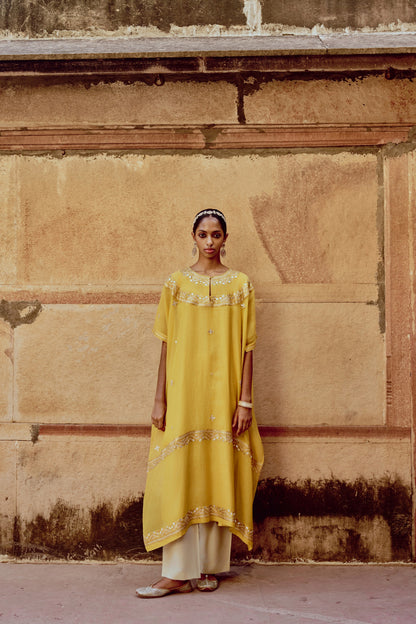 Yellow Gota Kaftan Set