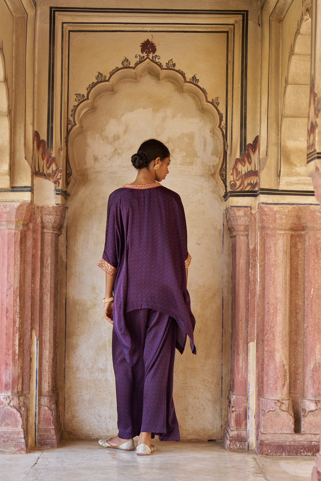 Purple Printed Kaftan Set