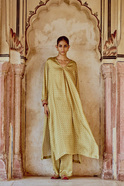 Green Printed Kurta Set