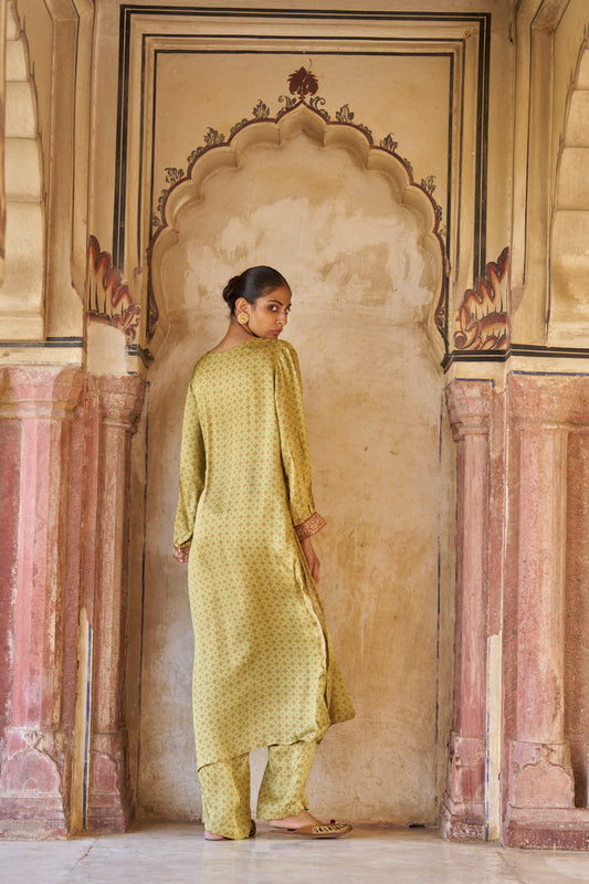 Green Printed Kurta Set