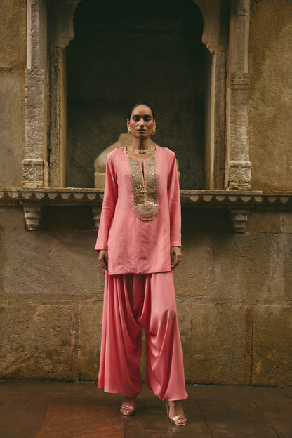 Pink Dhoti Set