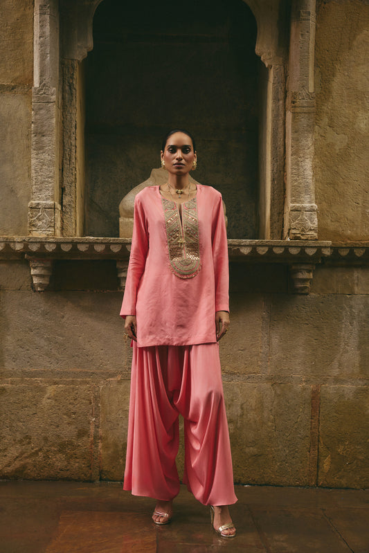 Pink Dhoti Set