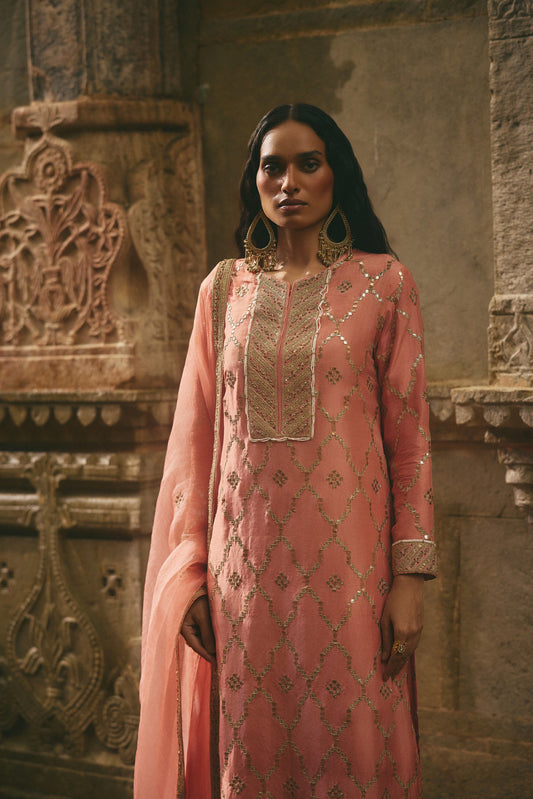 Rose Jaipur Gota kurta Set