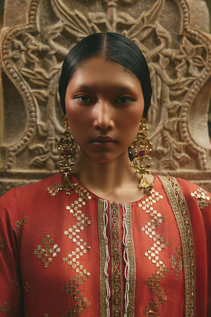 Copper Gota Red Kurta Set