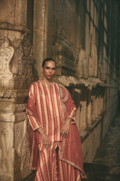 Stripe Kurta Sharara Set