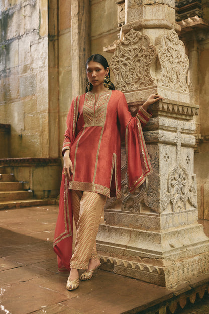Red Short Kurti Salwar Set
