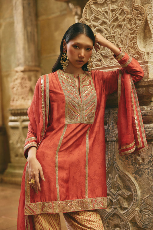 Red Short Kurti Salwar Set