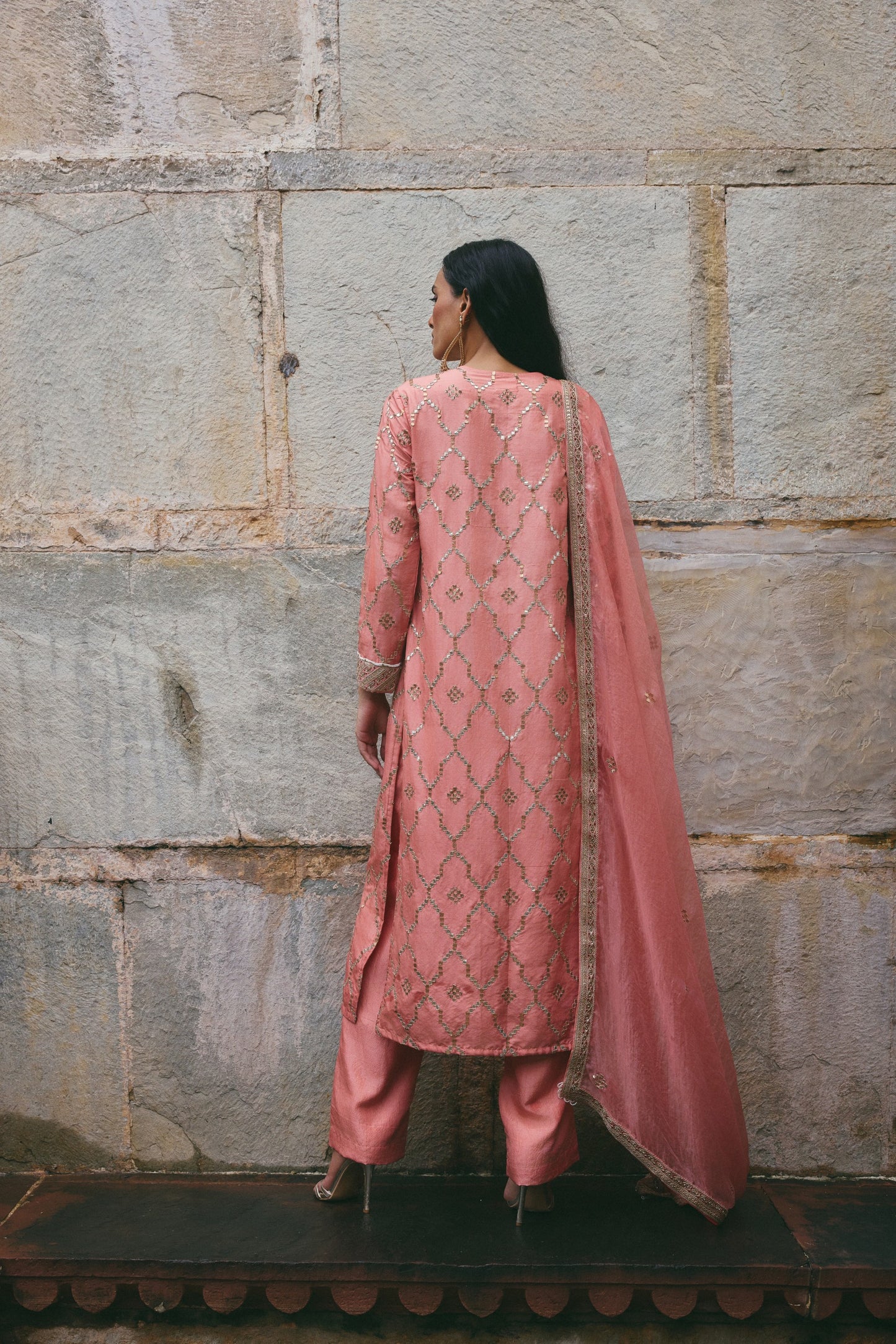Rose Jaipur Gota Kurta Set