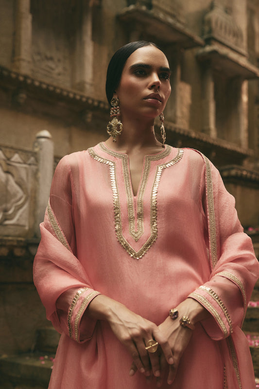 Pink Long Kurta Set