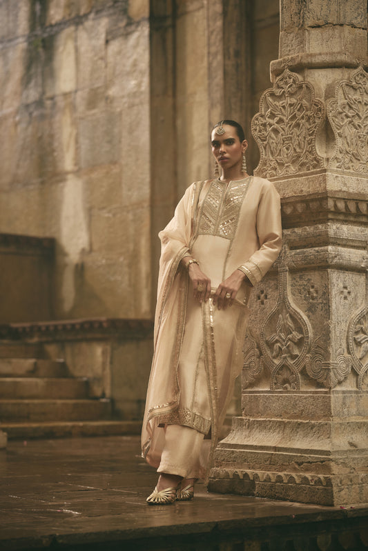 Beige Straight Kurta Set