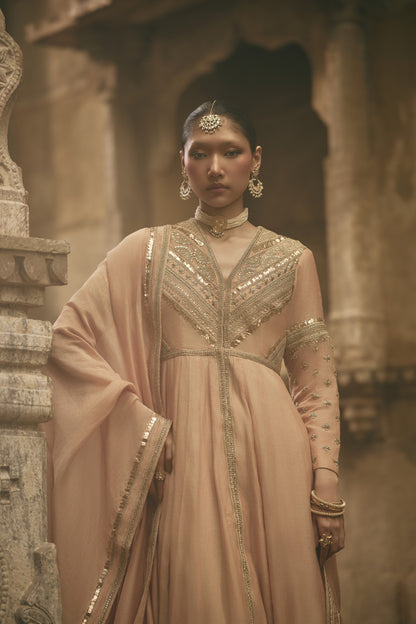 Beige Anarkali Set