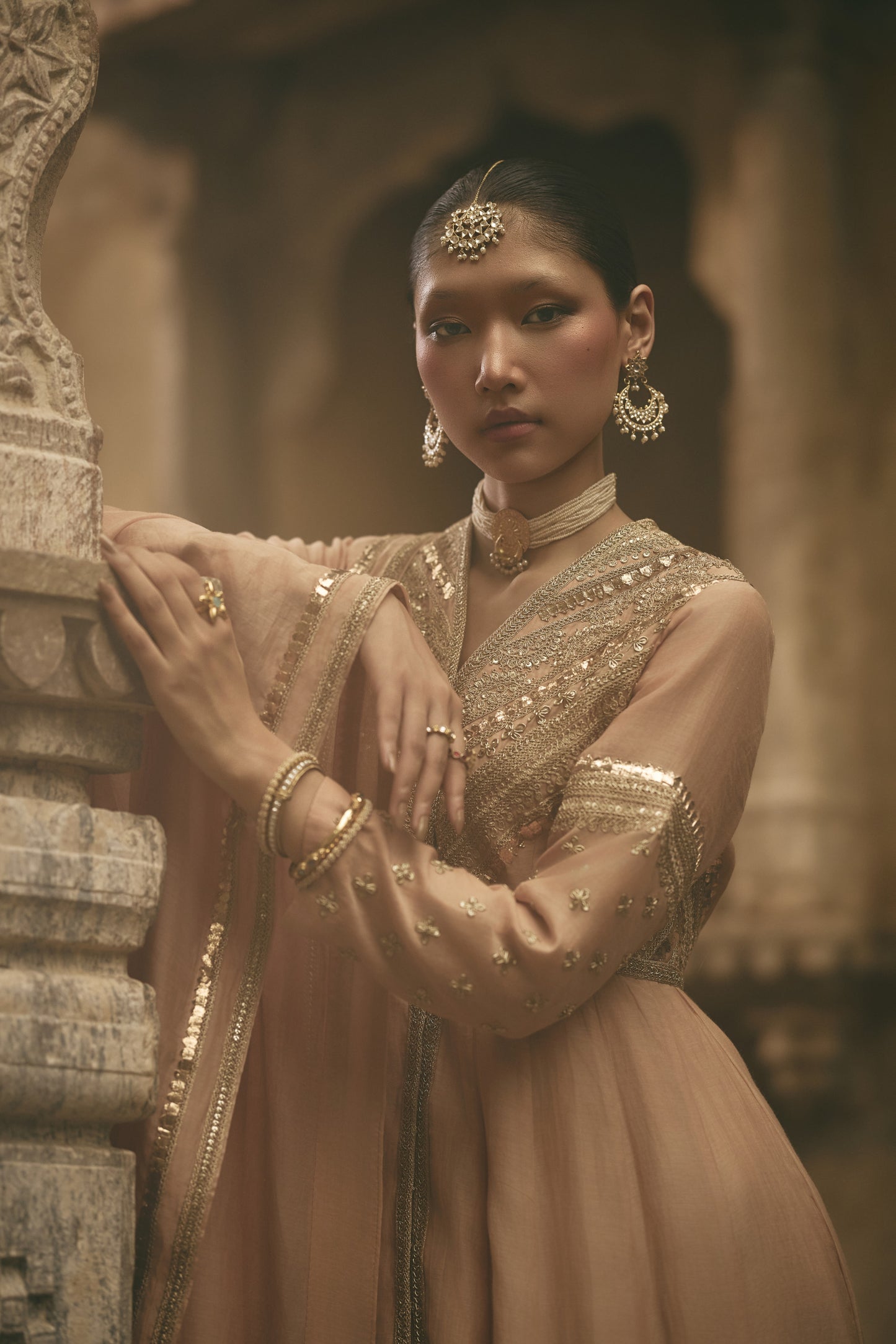 Beige Anarkali Set