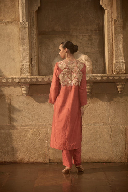 Red Rust Kurta Co-ord Set
