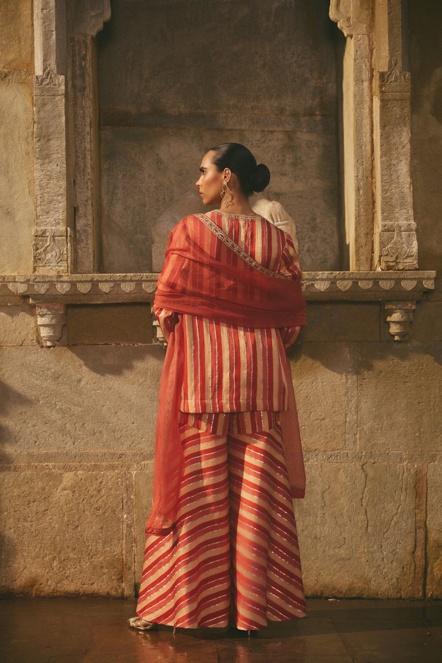Stripe Kurta Sharara Set