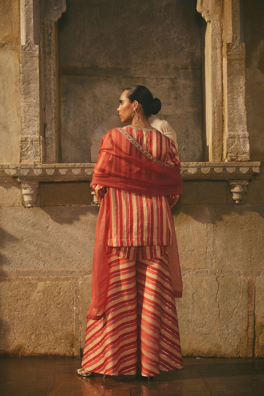 Stripe Kurta Sharara Set