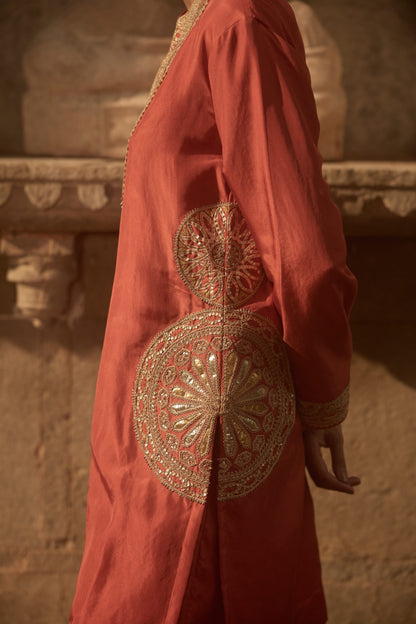 Red Short Kurti Co-ord Set