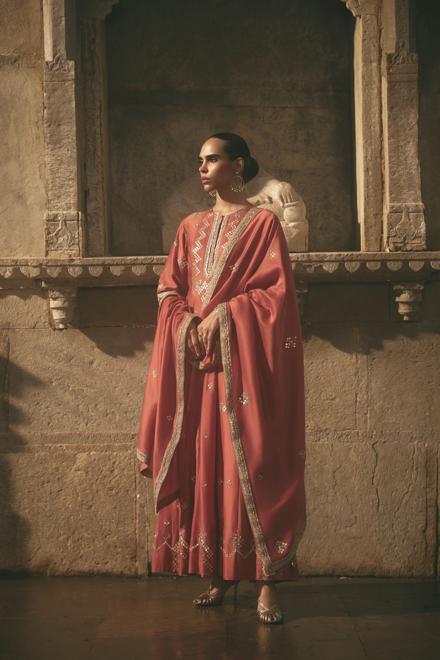 Red Copper Gota Anarkali