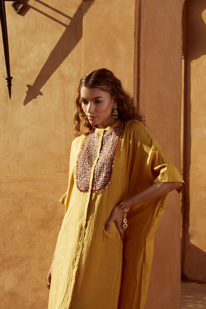 Boondi Yellow Kaftan Set