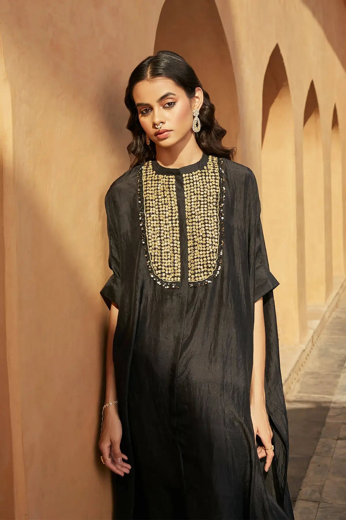 Boondi Black Kaftan Set