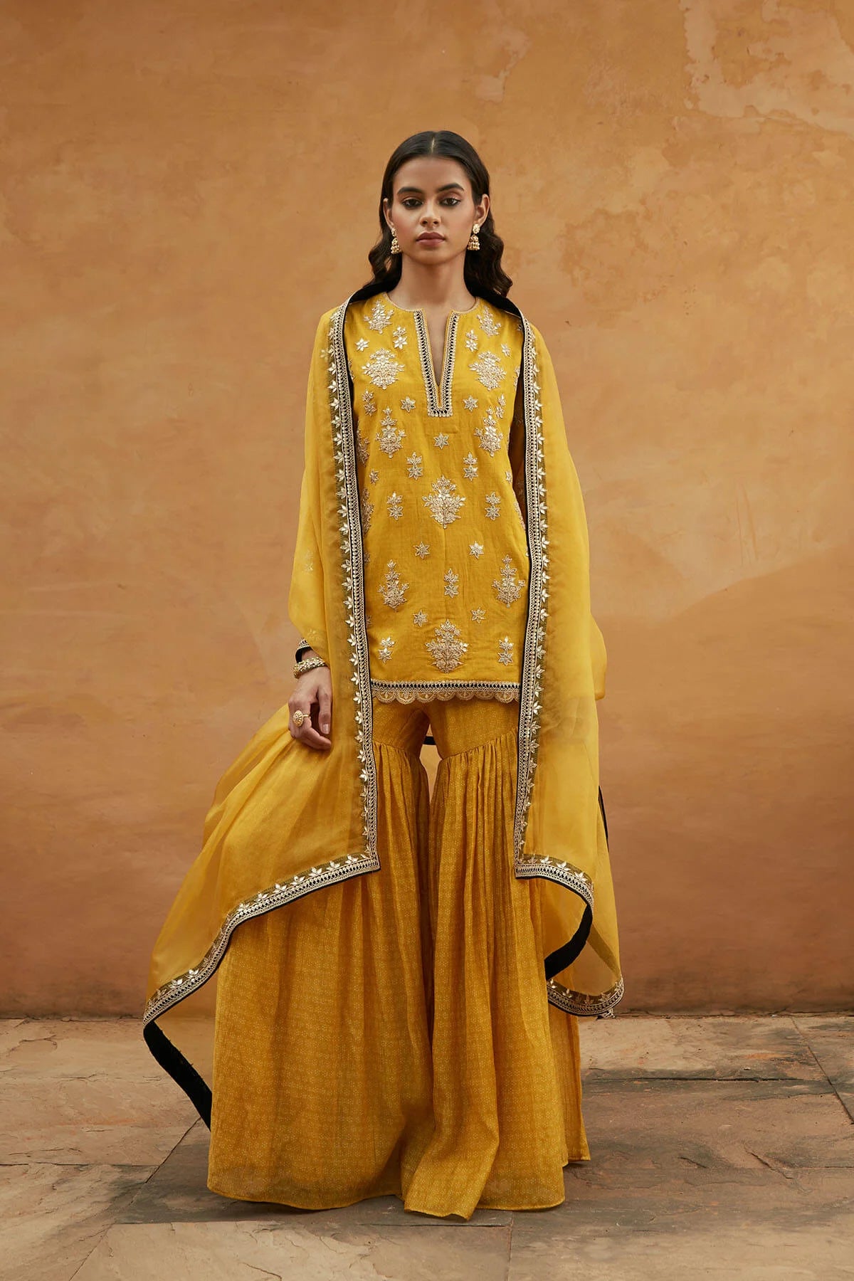 Boondi Yellow Sharara Set