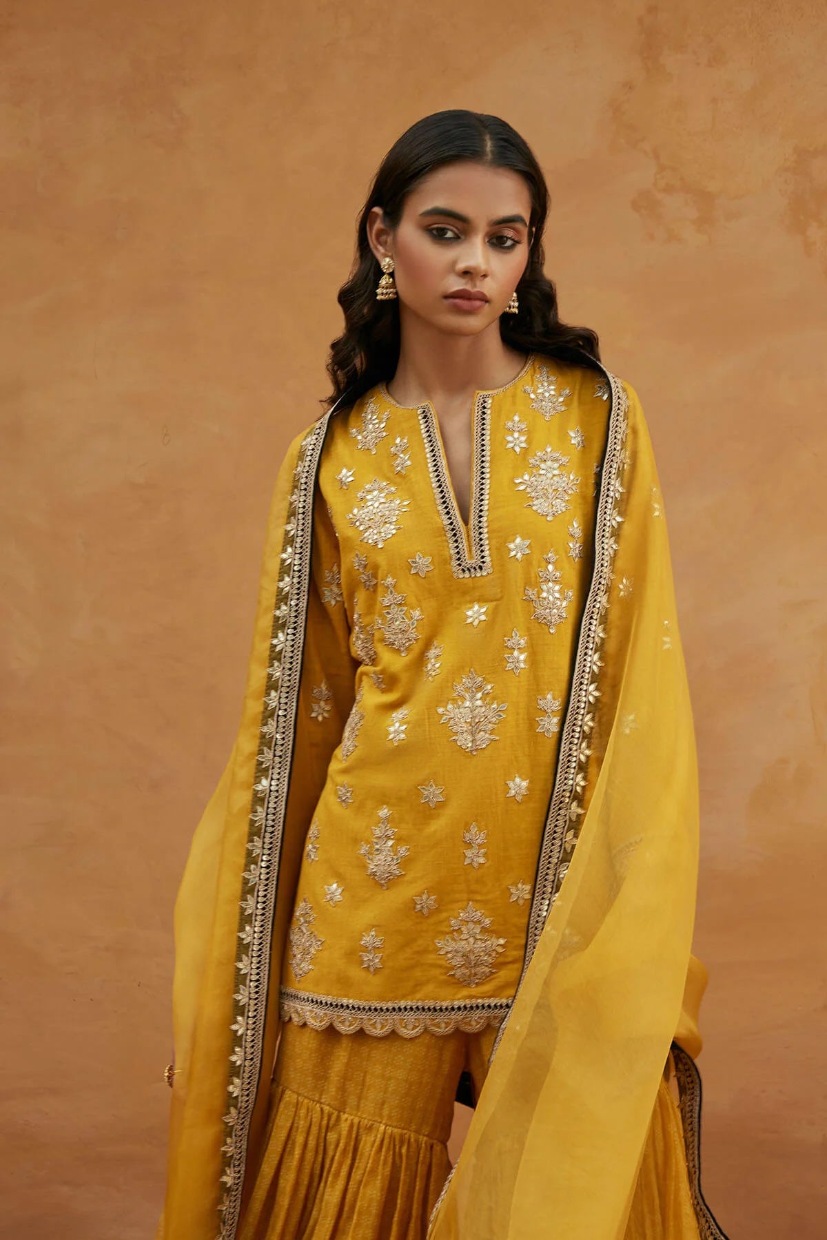 Boondi Yellow Sharara Set