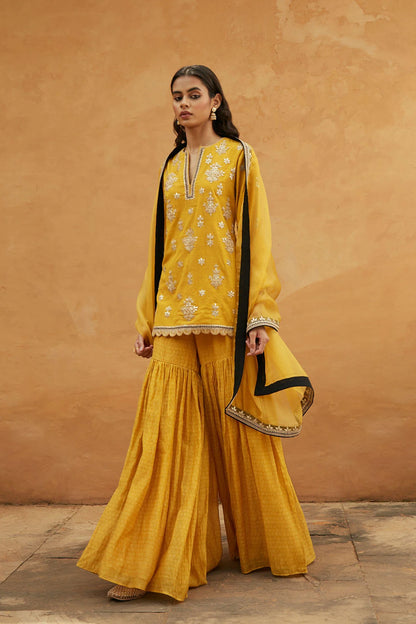 Boondi Yellow Sharara Set