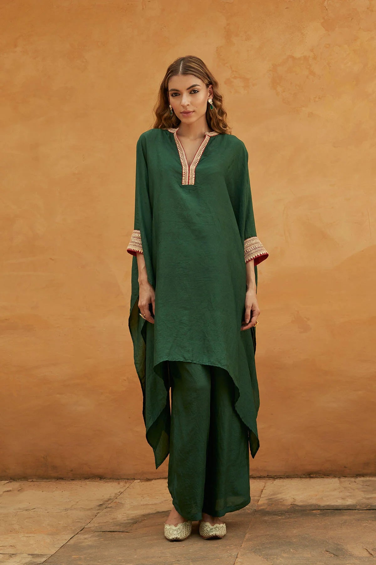 Green Long Kaftan Set