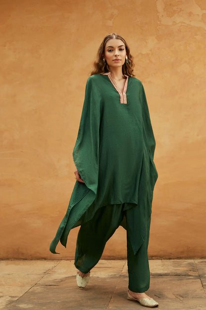 Green Long Kaftan Set