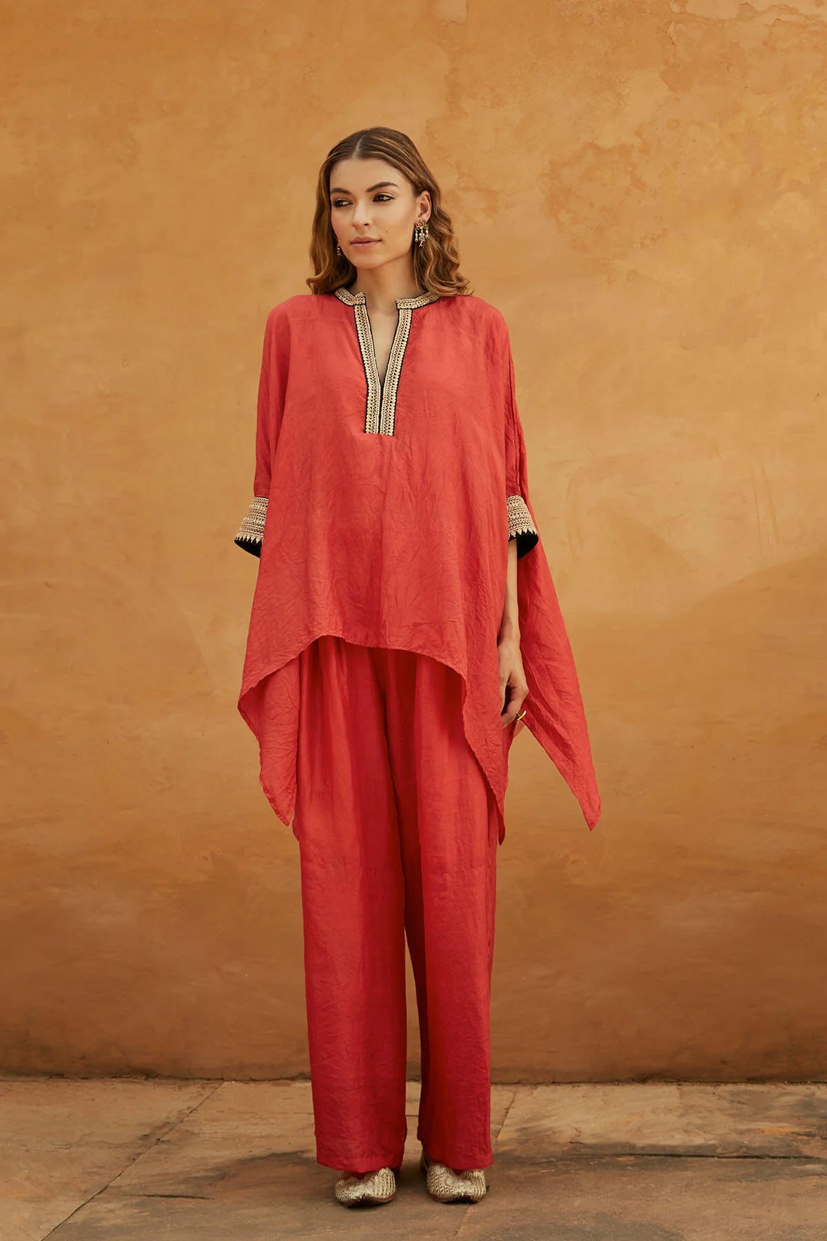 Red Short Kaftan Set