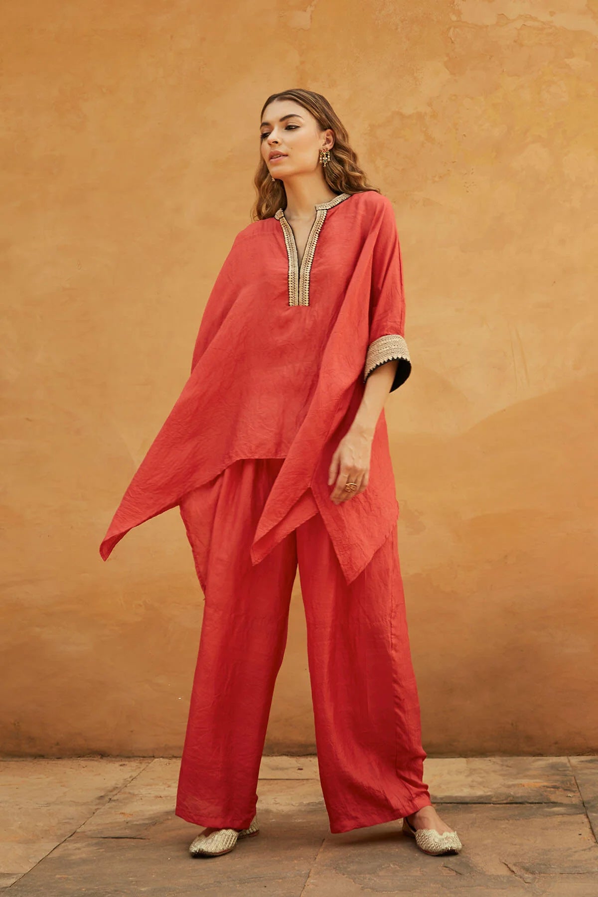 Red Short Kaftan Set