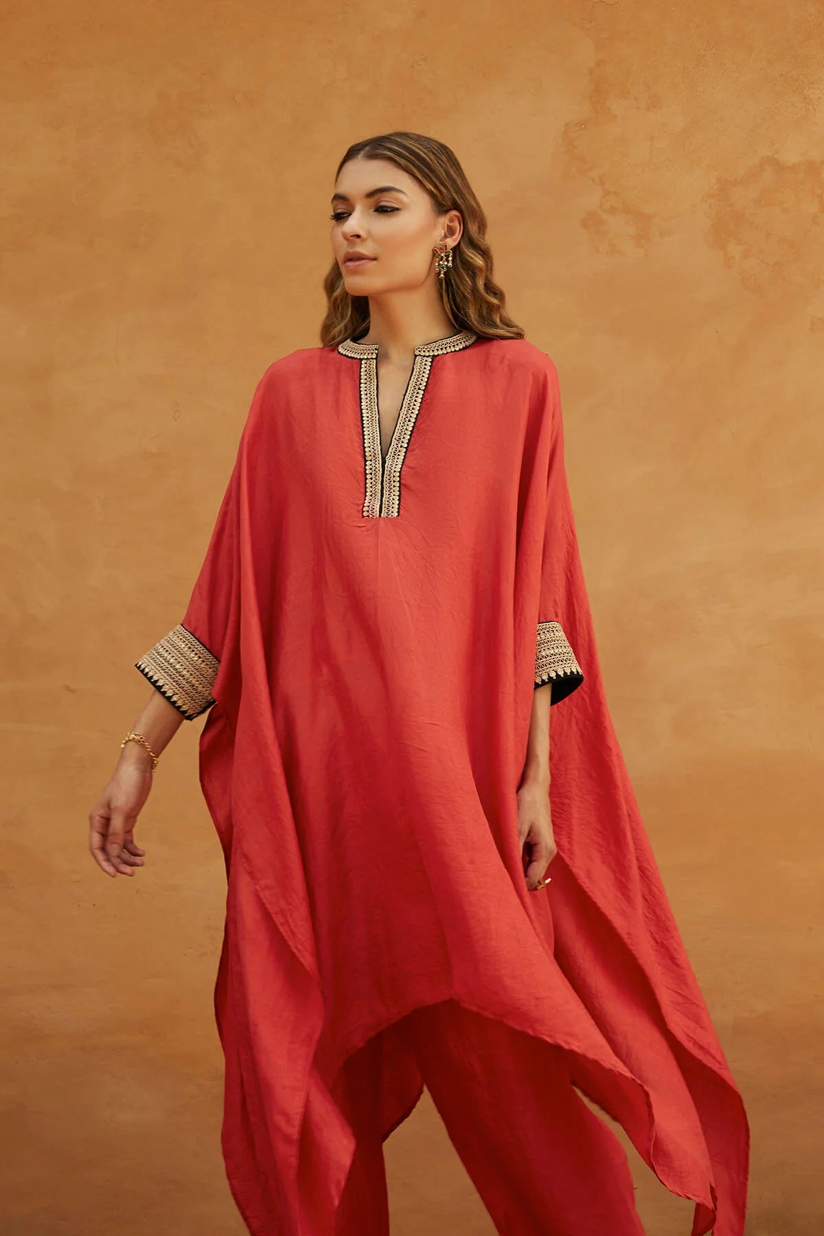 Red Long Kaftan Set