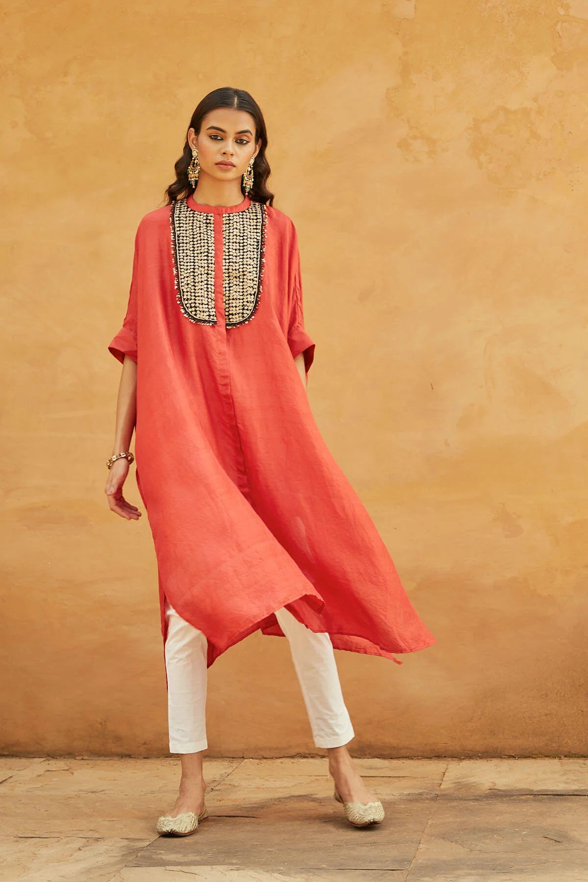 Boondi Red Kaftan Set