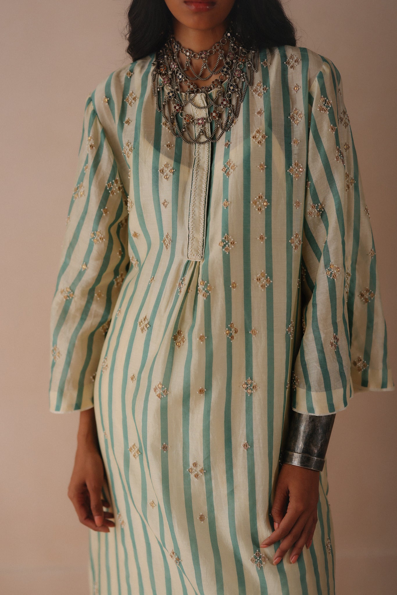 Blue Stripe Kurta Set