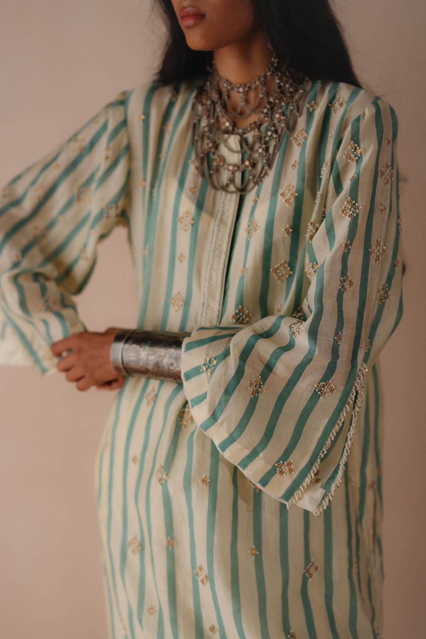 Blue Stripe Kurta Set