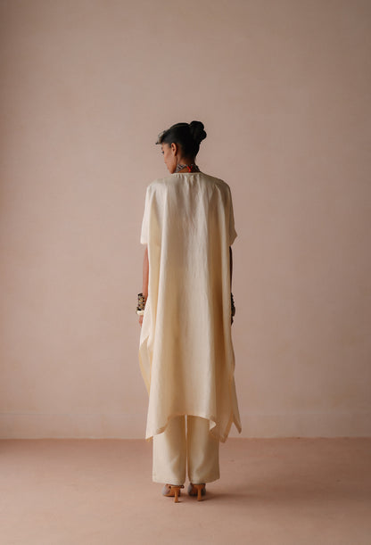 Ivory Silk Kaftan Set