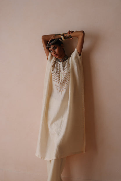 Ivory Silk Kaftan Set