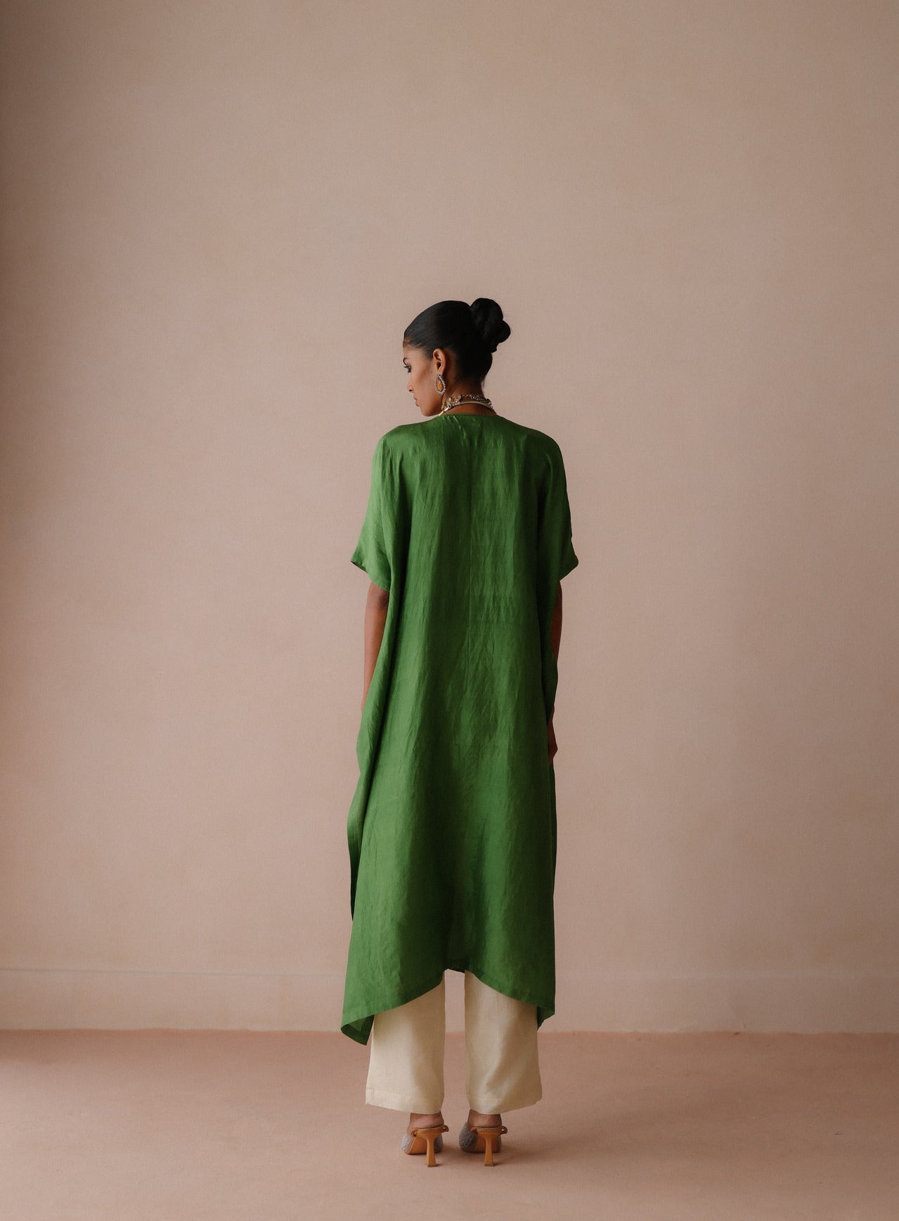Green Silk Kaftan Set
