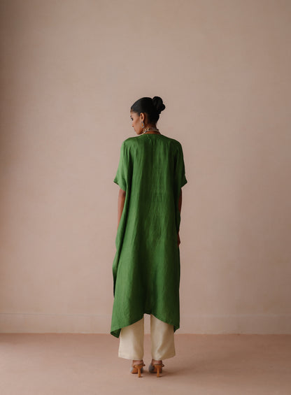 Green Silk Kaftan Set