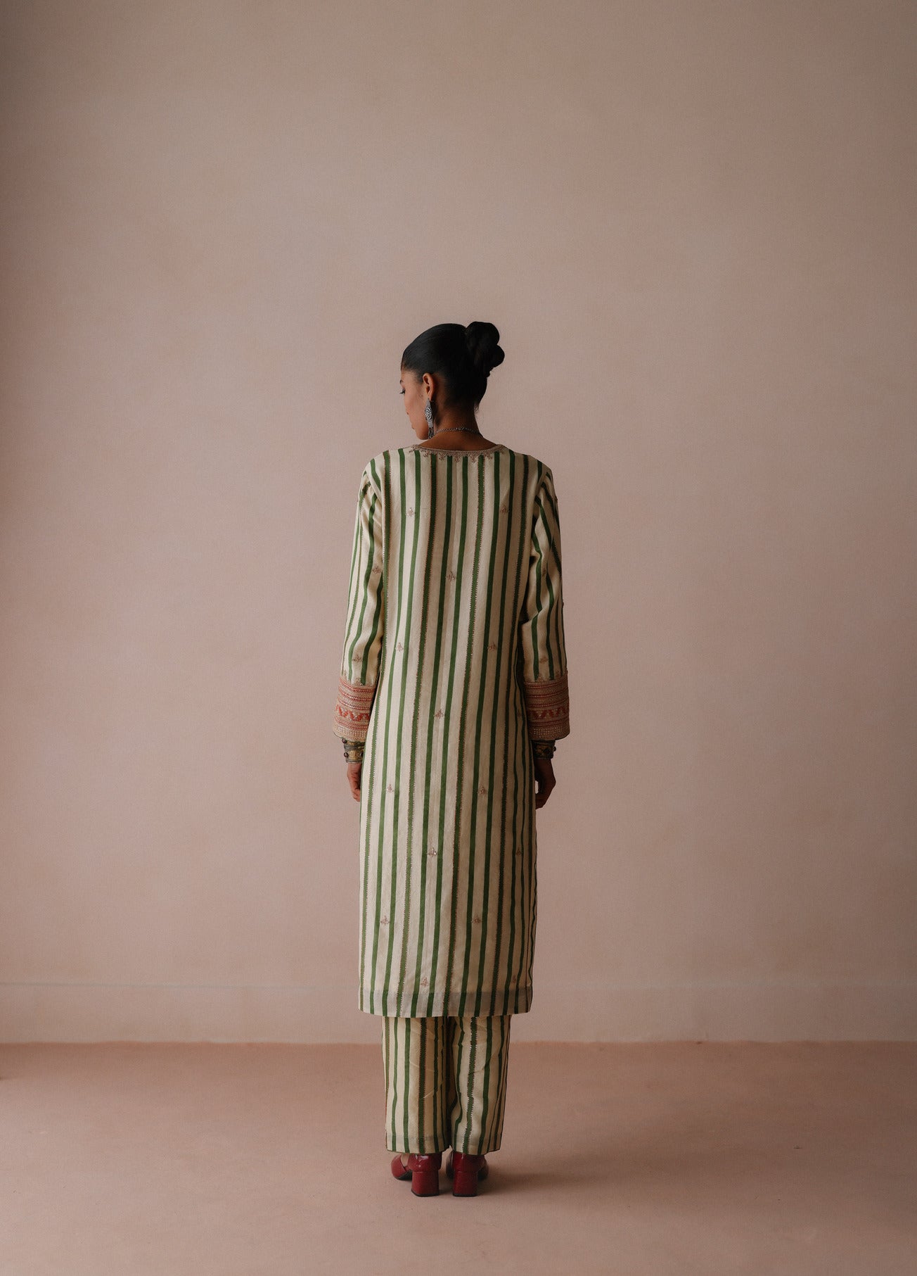 Green Stripe Kurta Set