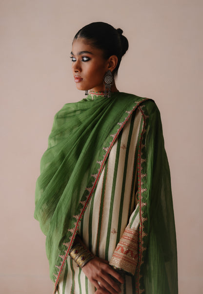 Green Stripe Kurta Set
