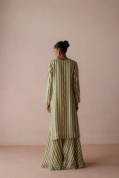 Green Stripe Sharara Set