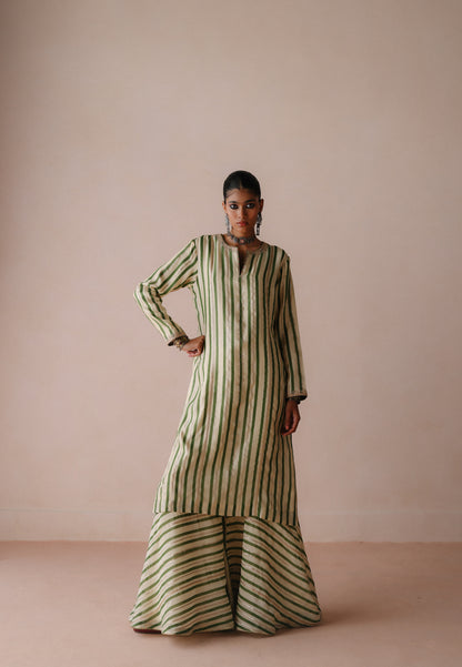 Green Stripe Sharara Set