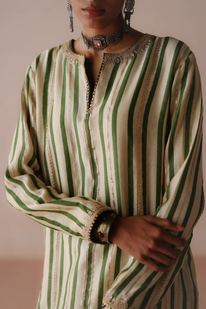 Green Stripe Sharara Set