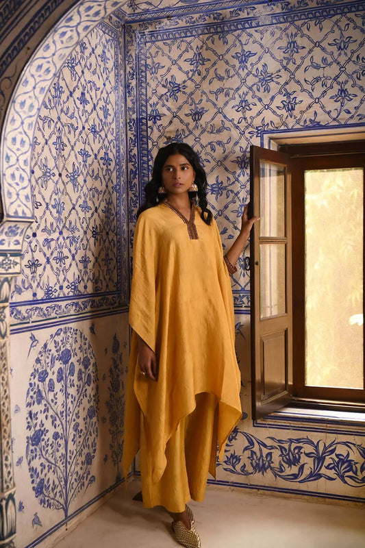 Mustard Long Kaftan Set