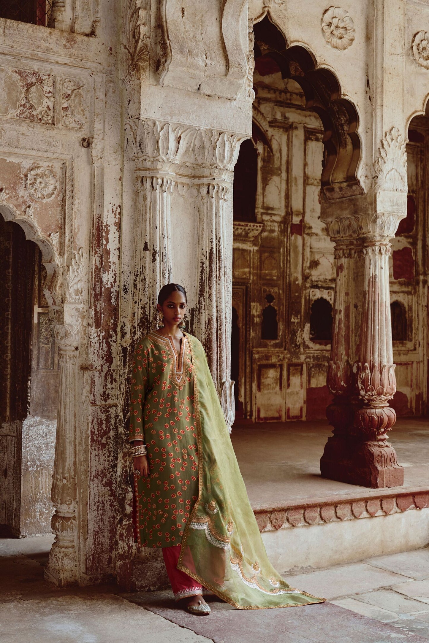Leher Green Kurta Set