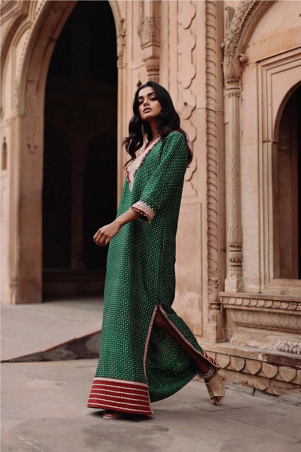 Parcha Green Kaftan Dress