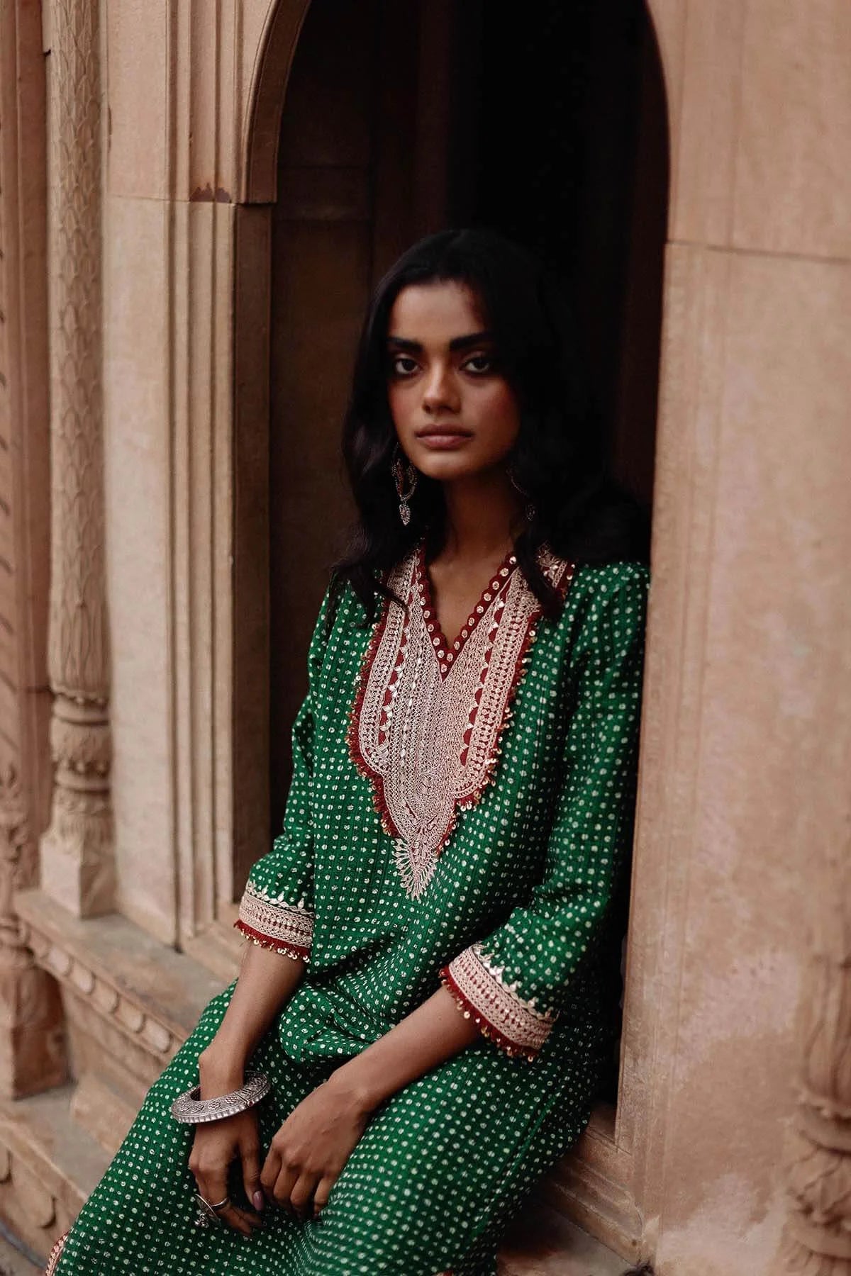 Parcha Green Kaftan Dress