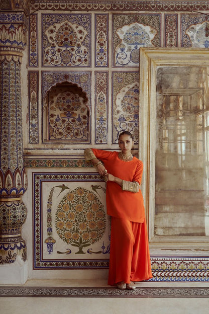 Kesariya Hand Dhoti Set